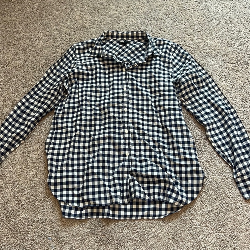 J Crew Navy Plaid Button Down Women’s Shirt - Size 10
